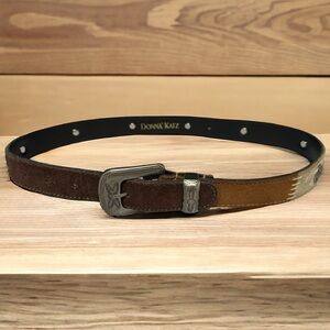 Donna Katz Vintage Suede Belt Silver Toned Buckle Medallion Concho Size M